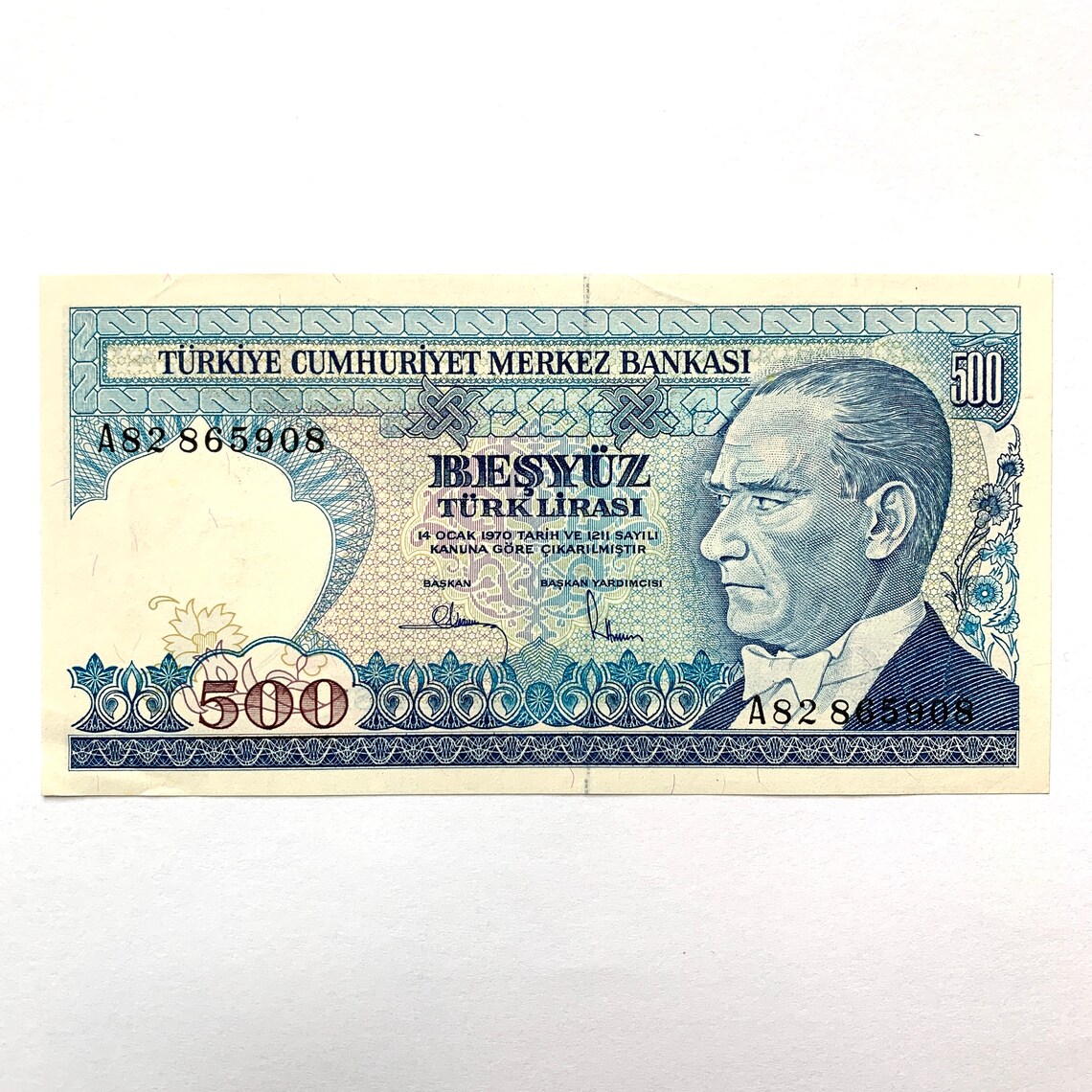1990's Turkish 500 Lira Banknote. Turkey Currency. Mustafa Etsy