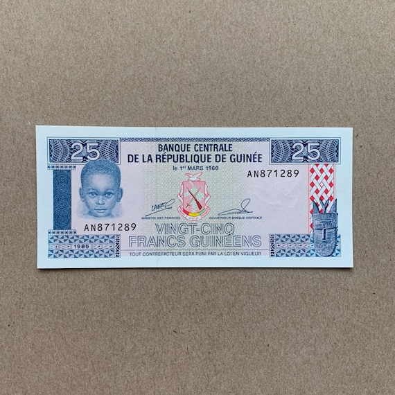 Guinea 25 Francs Banknote. Guinean Currency. P28a 1985 UNC Etsy