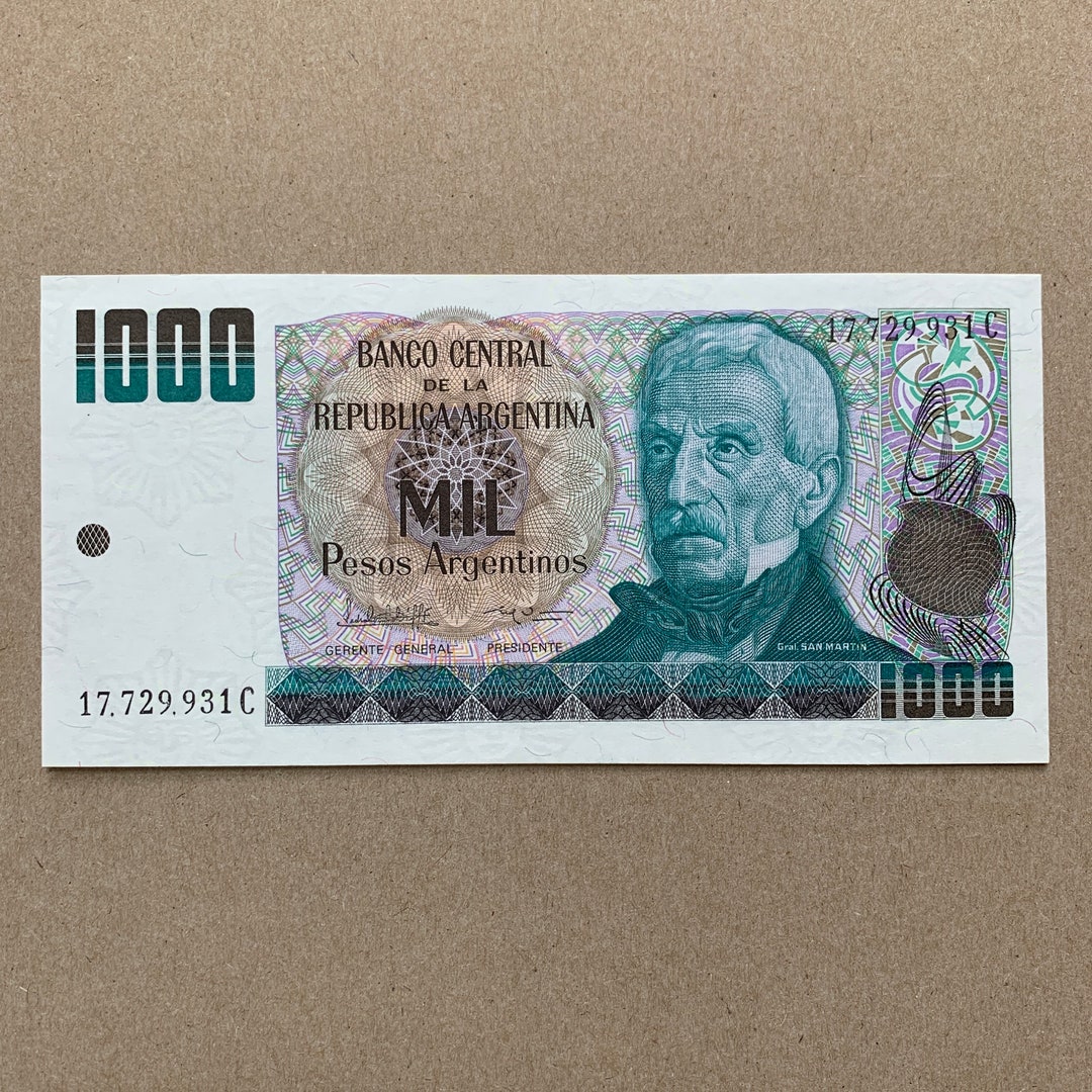 1980's Argentina 100 Pesos Argentinos Banknote. Argentinian Currency