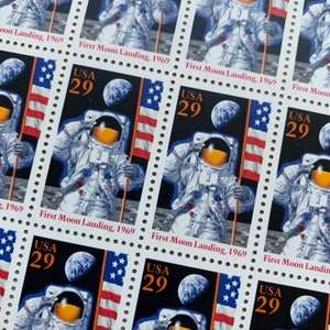 25th Anniversary of the First Moon Landing Complete Sheet Stamps. Apollo 11 , Commander Neil Armstrong, Lunar Module Pilot Buzz Aldrin.