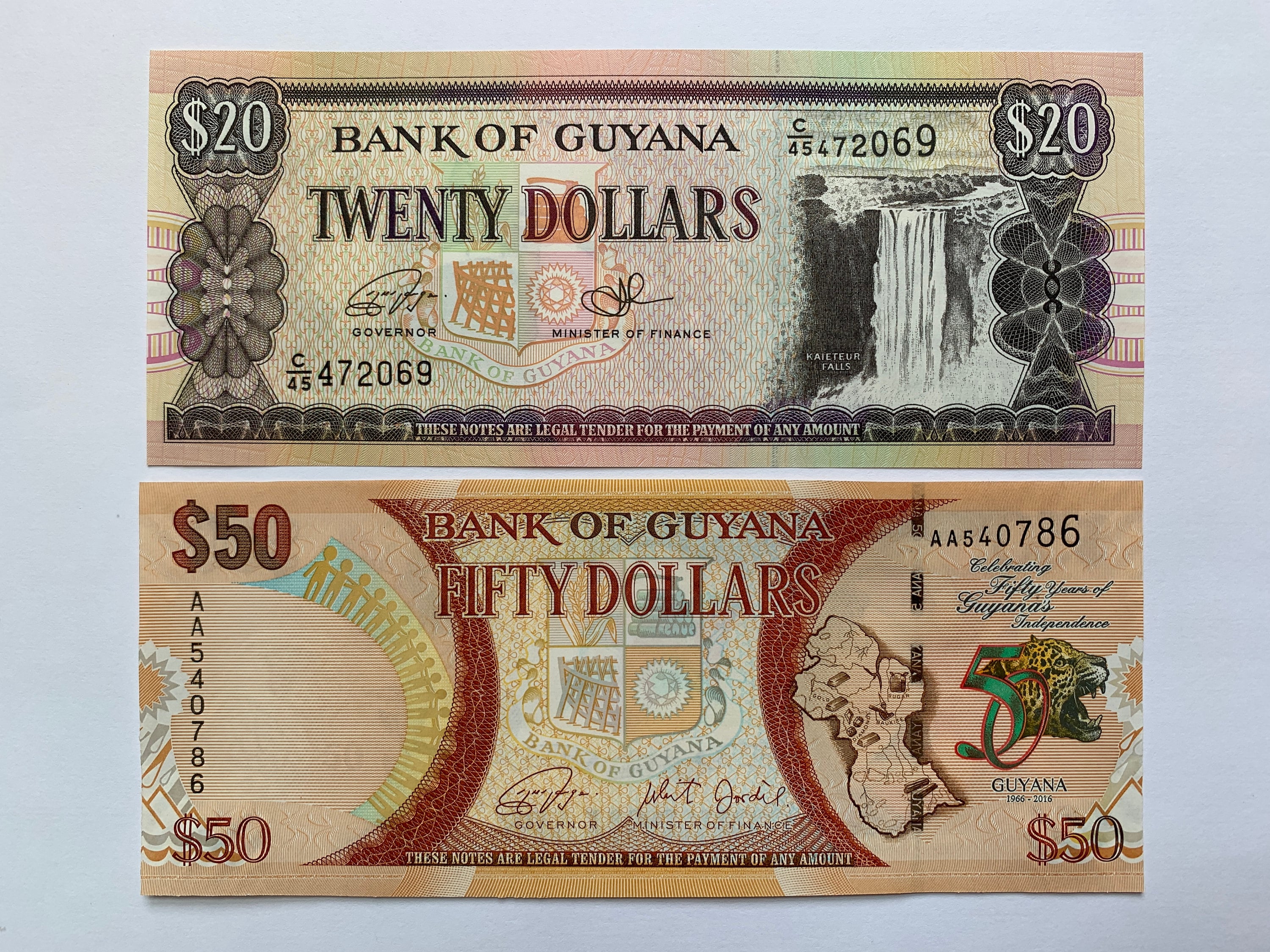 2 pcs Guyana Dollars Banknote Set. Currency of Fifty Year Etsy