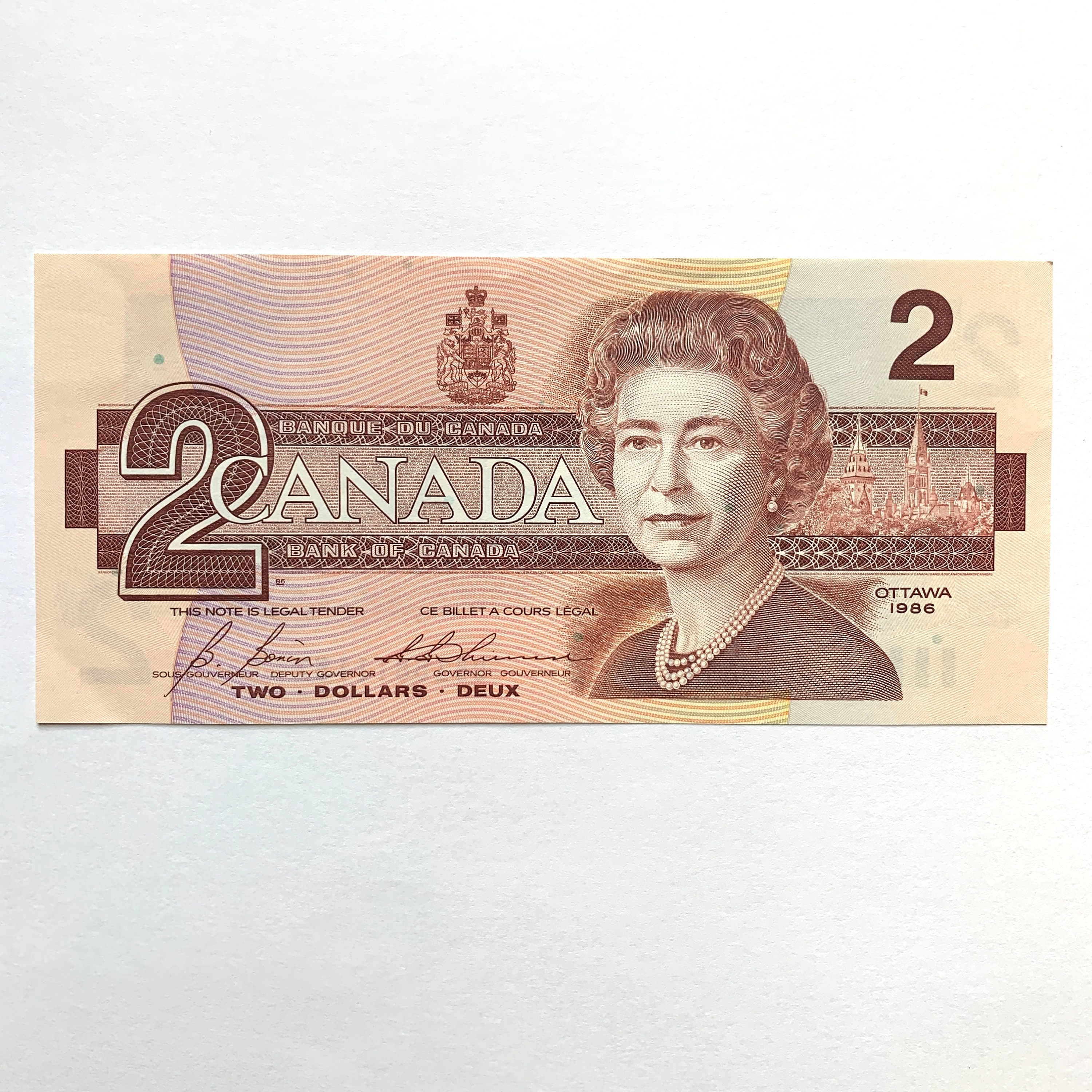 1986 Canada 2 Dollar UNC P94 Queen Elizabeth banknote