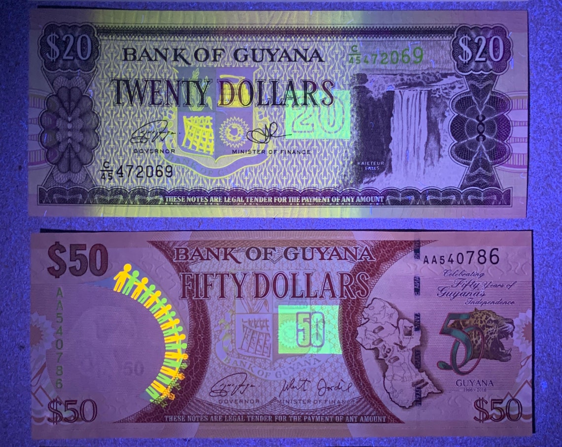 2 pcs Guyana Dollars Banknote Set. Currency of Fifty Year Etsy