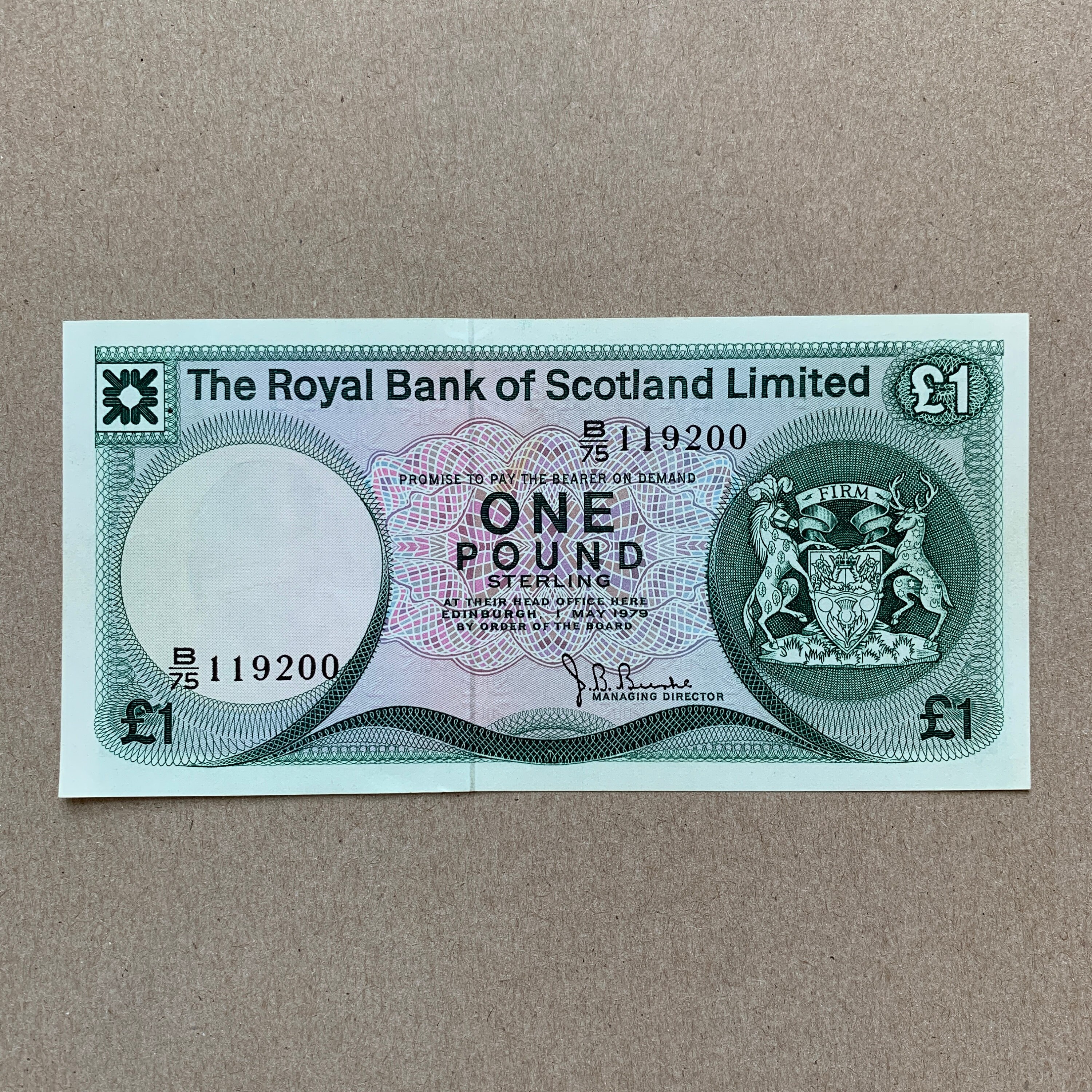 Scottish Royal Bank Scotland £1 sterling one pound Bank Note Edinburgh Castle 
