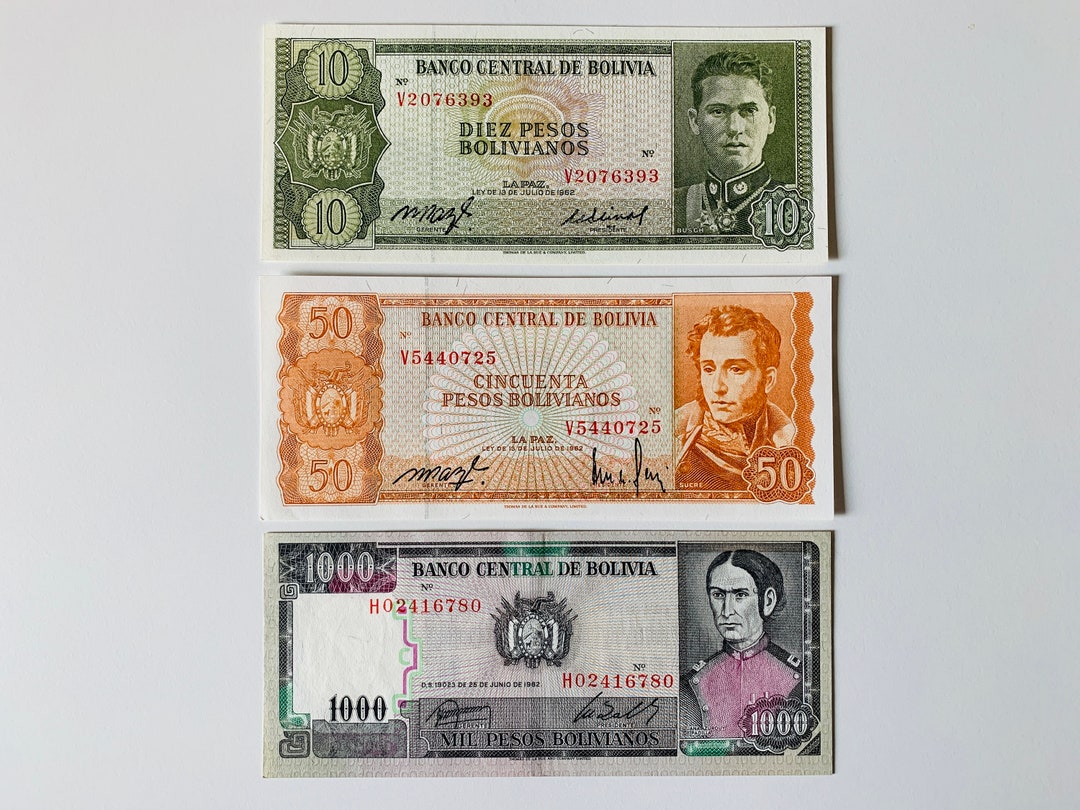 3 Pcs 1962 Bolivian Pesos Bolivianos Banknote Set. Bolivia Etsy