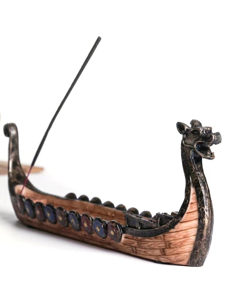 stick Holder Burner Drakkar Viking Boat Incense Hand Carved Traditional Design