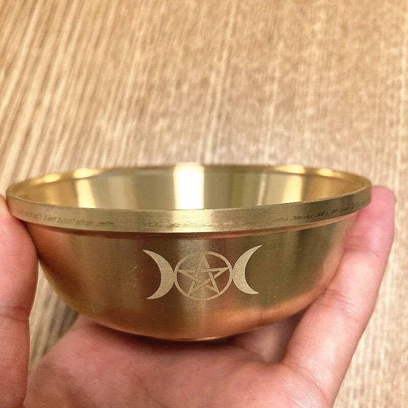 Ritual Bowl Pentagram Gold Witchcraft