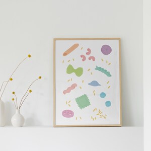 Rainbow Pasta Wall Art Print, Cute Illustration Print, Posters With Food, Kitchen Wall Art, Colorful Print, Food Print Art, Digital Download image 3