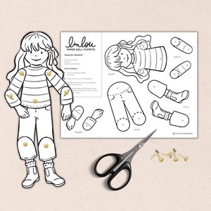 DIY Paper Doll Puppets Printable | Kid&#39;s Craft, Coloring, Paper Dolls, Paper Dolls Printable, Quiet Activity, Homeschool, Montessori