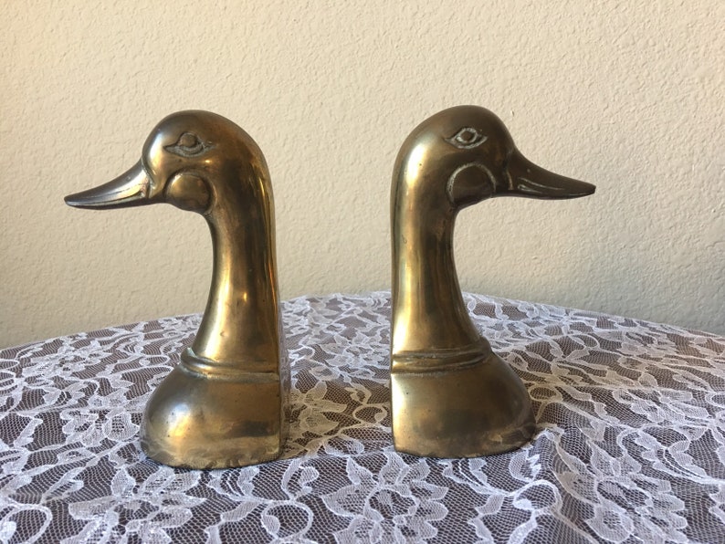 Mid Century Brass Duck Bookends Etsy