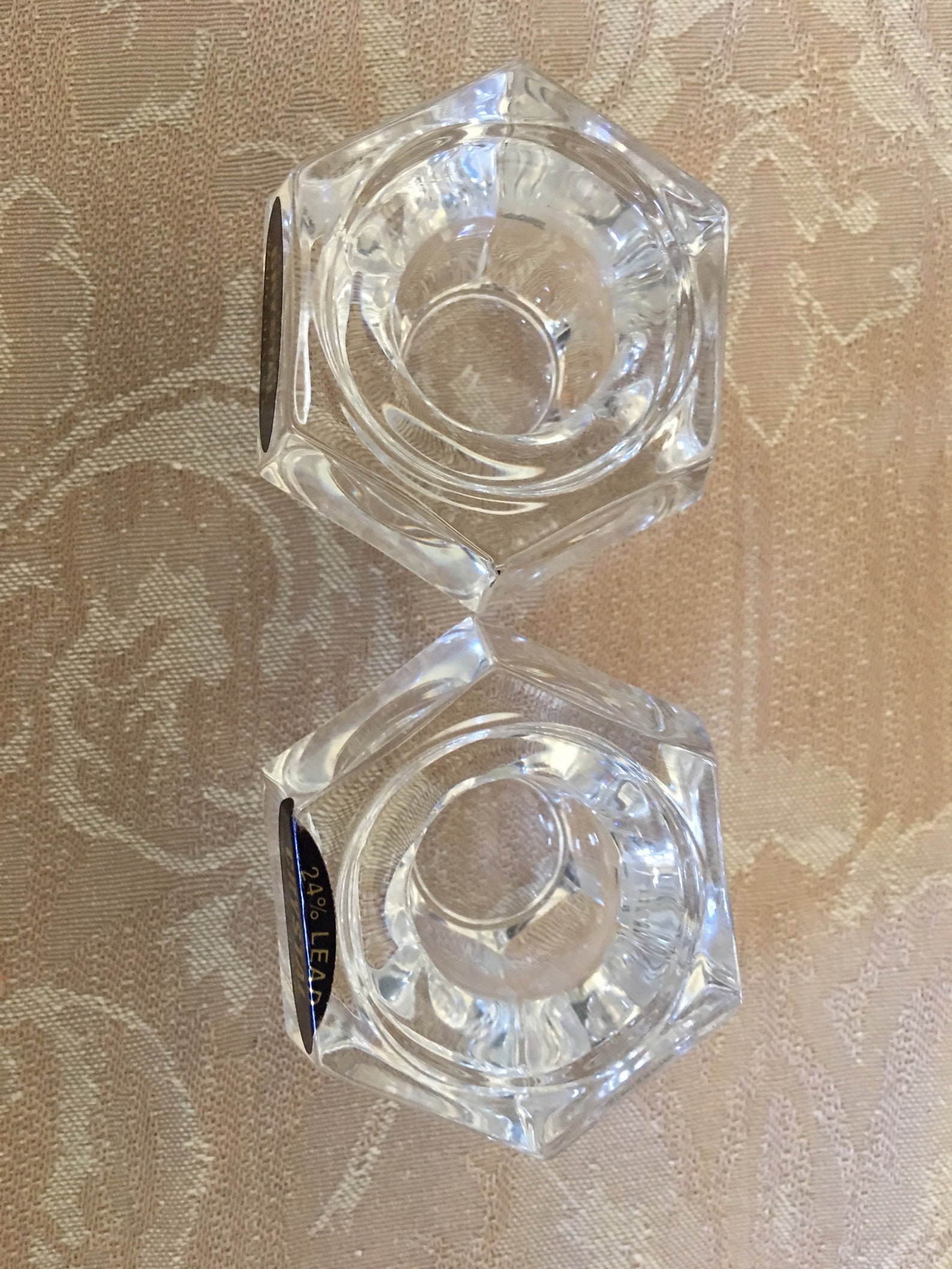 Pair of 24 Lead Crystal Hexagon Shaped Taper Candle Holders. Etsy