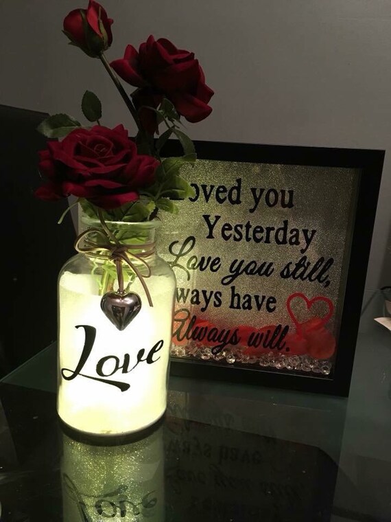 Gift Of Love Red Rose Light Up Vase Jar Girlfriend Boyfriend Etsy