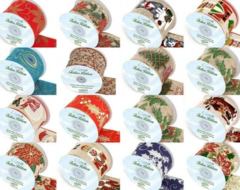 Wired Edged Christmas Ribbon 63mm Wide ~ Various Designs ~Full 10 Yard Roll (9.1 Meters)