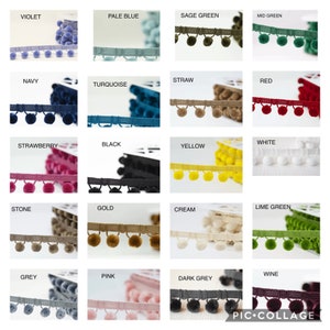 Pom Pom Trim , Premium Velvet Feel, 20 Colours, 15mm Balls, Various lengths