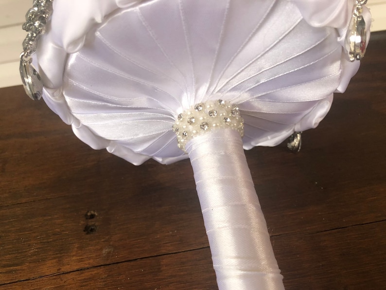 brooch bouquet\u2022 white bouquet \u2022 rose bouquet \u2022 silver boquet \u2022 bouquets \u2022 7in bouquet \u2022 wedding bouquet \u2022 bridal bouquet \u2022 white broochs