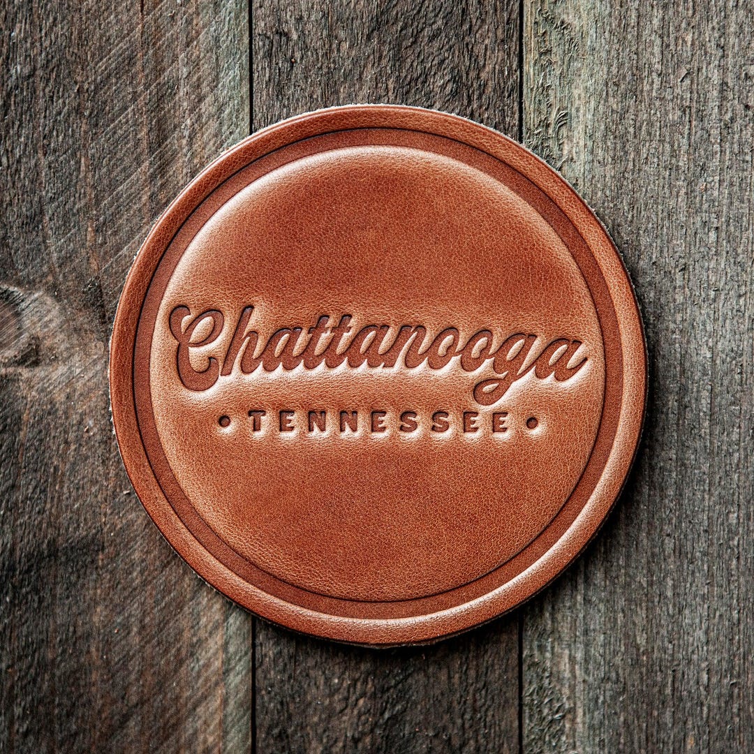 Chattanooga Script Lettering Chattanooga Tennessee Script Leather Coaster - Etsy