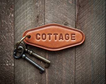 Cottage leather keychain motel style