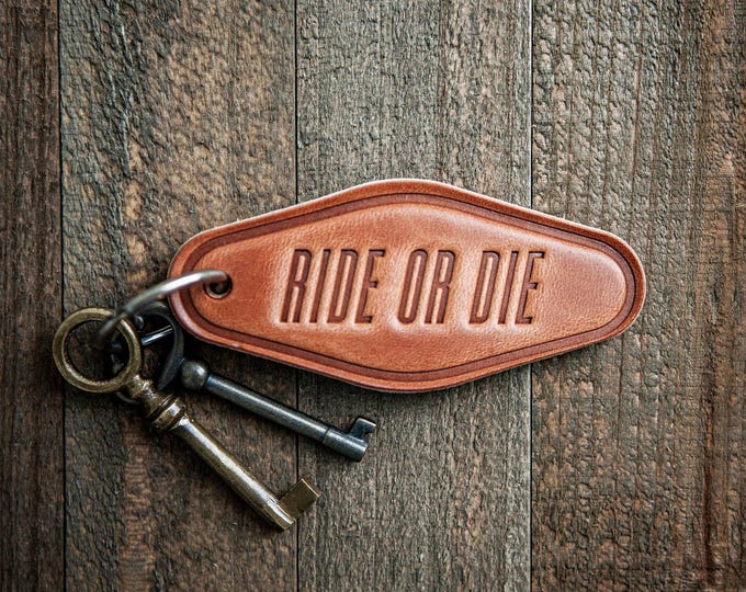 Ride Or Die Leather Keychain Motel Style