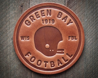 Green Bay Football Leather Coaster