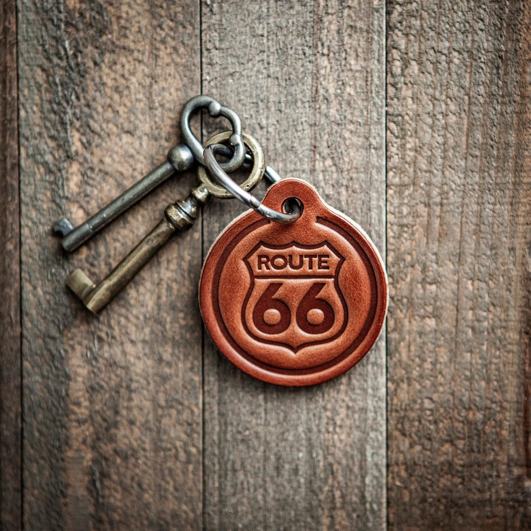 Route Sign Keychain Route 66 Keychain Circle Style - Etsy