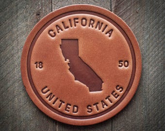 California State Silhouette Leather Coaster