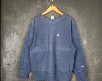 Seltener Vintage 90er Jahre Champion Reverse Weave Distressed Sunfaded Rundhalsausschnitt