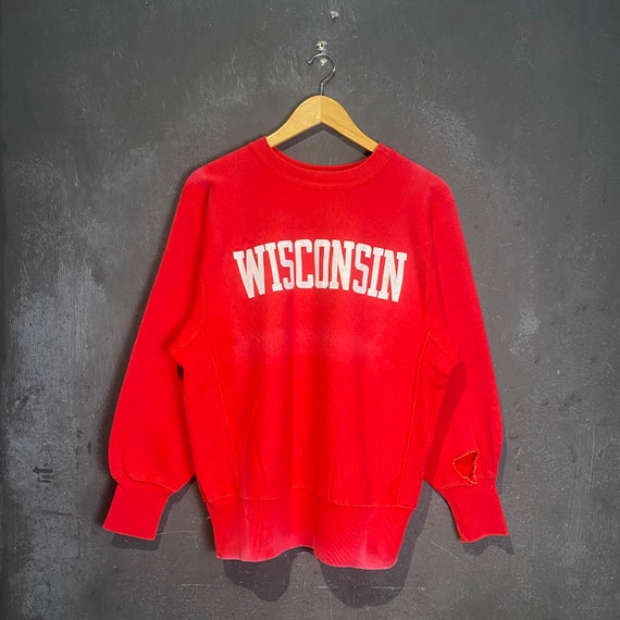 Very Rare Vintage 90s Champion Wisconsin Reverse … - image 1