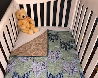 Dinosaur baby boy crib quilt kit.  All shapes are pre-cut ready for you to sew!
