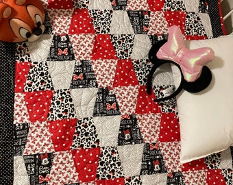 Modern Minnie Mouse Quilt Kit, Baby Quilt Kit, Modern Baby Quilt Kit , Baby Girl Quilt Kits, from QuiltieSisterS