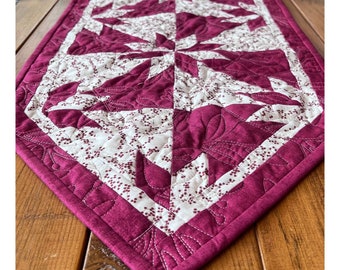 Burgundy Hunter Star Table Runner Quilt Kit From QuiltieSisterS (Size 53" X 16.5")