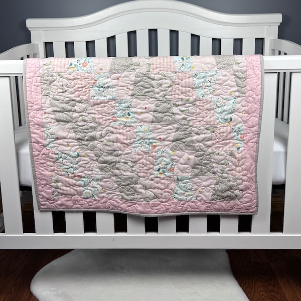 Perfectly Peach Baby Girl Quilt Kit, Pre Cut Tumbler Quilt, Ready to Sew from QuiltieSisterS