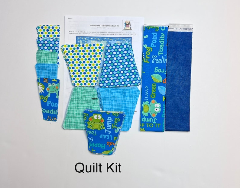 Toadily Cute Pre cut Tumbler Baby Quilt Kit, Toddler Quilt Kit, everything is pre cut and ready to sew, from QuiltieSisterS image 4
