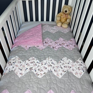 Pink Baby Girl Quilt Kit from QuiltieSisterS. Tiny Dancer quilt kit, everything is pre-cut, ready for you to sew image 9