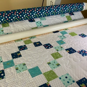 Baby boy classic Irish chain quilt kit. Patchwork quilt kit is pre-cut ready to sew from QuiltieSisterS image 10