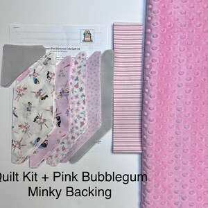 Pink Baby Girl Quilt Kit from QuiltieSisterS. Tiny Dancer quilt kit, everything is pre-cut, ready for you to sew Kit+PinkMinkyBacking