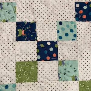 Baby boy classic Irish chain quilt kit. Patchwork quilt kit is pre-cut ready to sew from QuiltieSisterS image 8