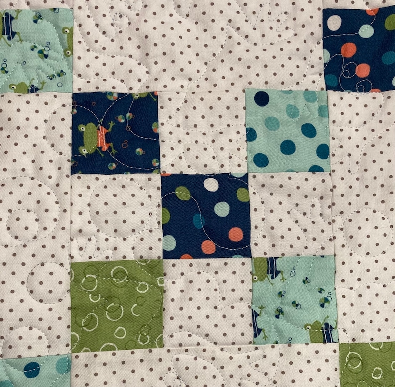 Baby boy classic Irish chain quilt kit. Patchwork quilt kit is pre-cut ready to sew from QuiltieSisterS image 8