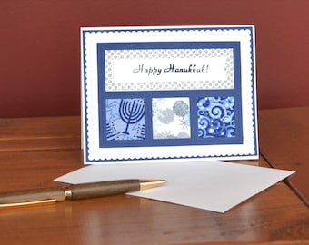 Happy Hanukkah Handmade Card Celebrating The Festival of Lights Jewish Holiday (K104)