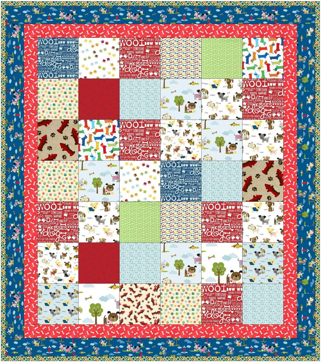 Dog Quilt Kit Precut Ready to Sew Easy Dog Print Themed Quilt Etsy