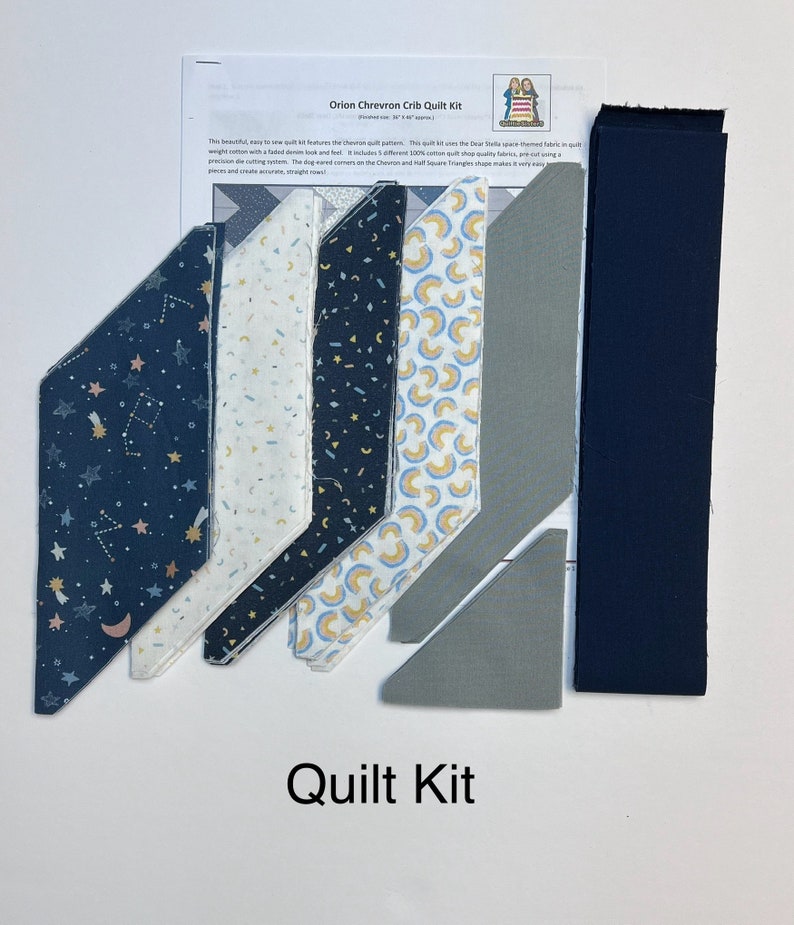 Orion Baby Boy Chevron Quilt Kit from QuiltieSisterS. Everything is pre-cut, ready for you to sew Quilt Kit Only