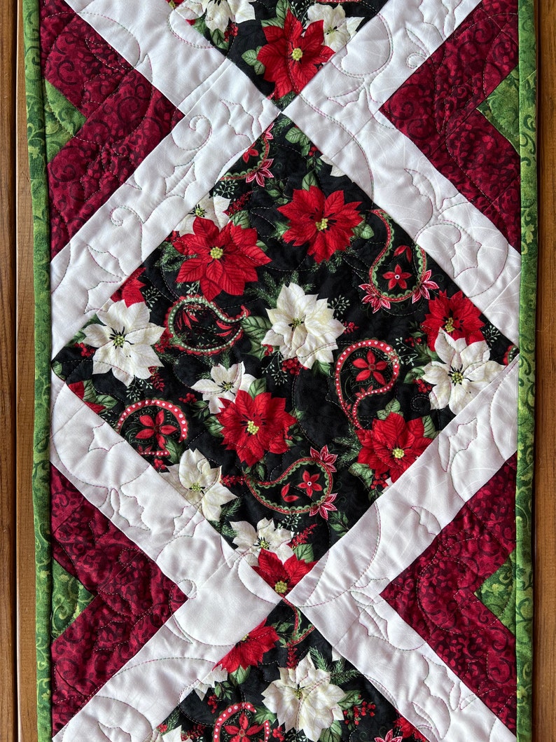 Christmas Quilt Kits, Poinsettia Table Runner, Pre cut quilt kits for beginners, Christmas Table Runner Quilt Kits from QuiltieSisterS image 4