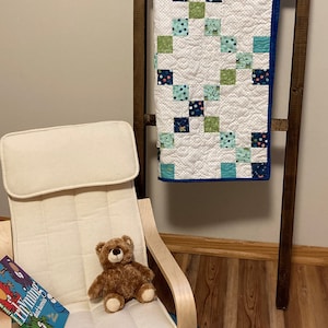 Baby boy classic Irish chain quilt kit. Patchwork quilt kit is pre-cut ready to sew from QuiltieSisterS image 3