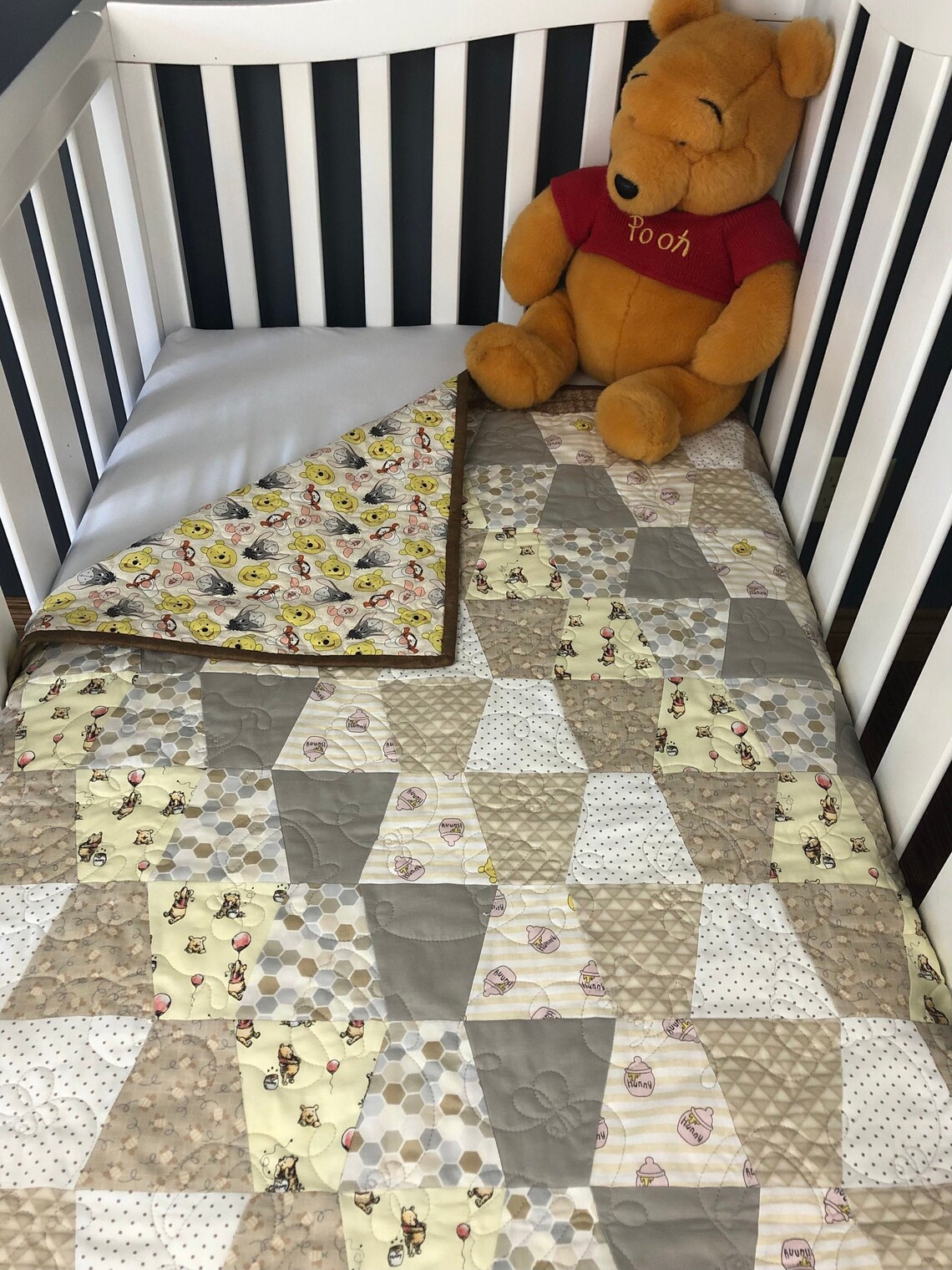 Modern Winnie The Pooh Precut Tumbler Baby Quilt Kit from Etsy