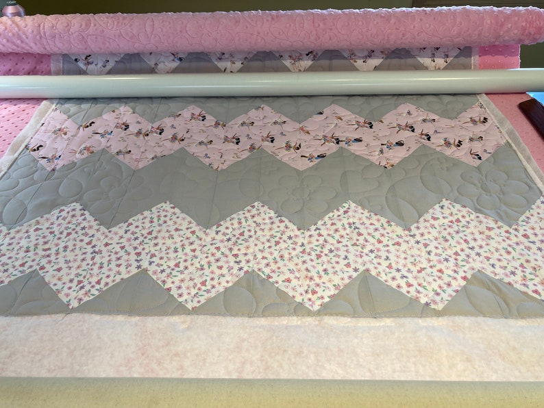 Pink Baby Girl Quilt Kit from QuiltieSisterS. Tiny Dancer quilt kit, everything is pre-cut, ready for you to sew image 10