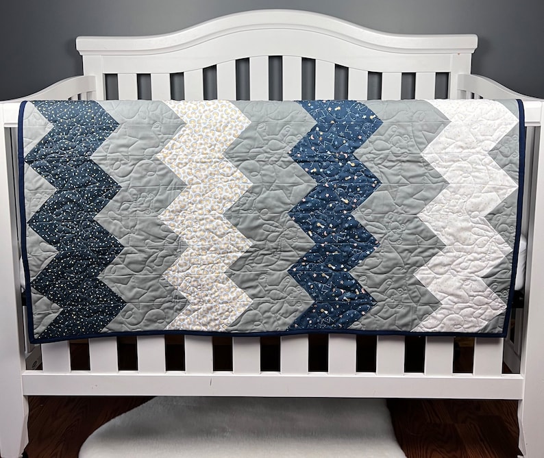 Orion Baby Boy Chevron Quilt Kit from QuiltieSisterS. Everything is pre-cut, ready for you to sew image 1
