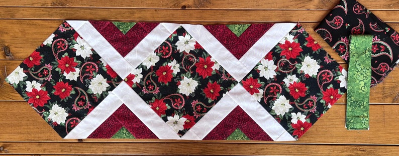 Christmas Quilt Kits, Poinsettia Table Runner, Pre cut quilt kits for beginners, Christmas Table Runner Quilt Kits from QuiltieSisterS image 5