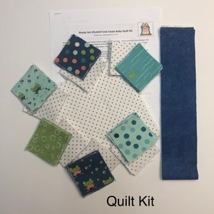 Baby boy classic Irish chain quilt kit. Patchwork quilt kit is pre-cut ready to sew from QuiltieSisterS Kit ONLY