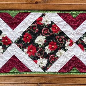 Christmas Quilt Kits, Poinsettia Table Runner, Pre cut quilt kits for beginners, Christmas Table Runner Quilt Kits from QuiltieSisterS image 1