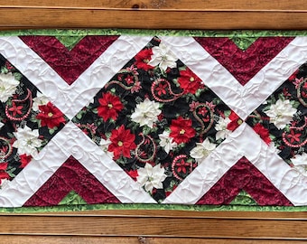 Christmas Quilt Kits, Poinsettia Table Runner, Pre cut quilt kits for beginners,  Christmas Table Runner  Quilt Kits from QuiltieSisterS