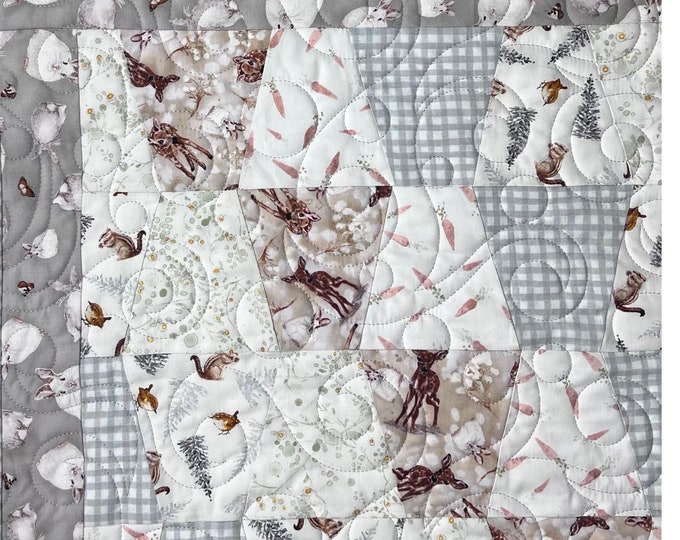 Woodland Baby Modern Palette Quilt Kit, Pre Cut Quilt Kits, Baby Boy